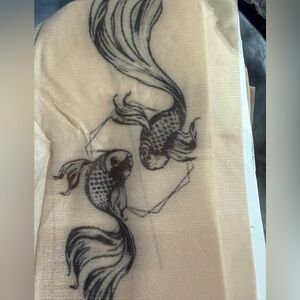 Nude hosiery socks w Koi Fish Tattoo pattern design, sheer tights
One Size 
NWT